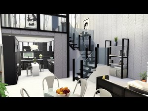 The Sims 4: Speed Build // BLACK AND WHITE LOFT // NO CC