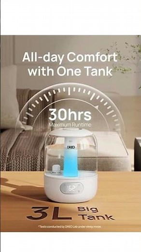 Dreo Cool Mist Humidifier for Bedroom – 3L Top Fill Ultrasonic Humidifier, 30H Runtime,