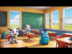 Baby Cow Goes to School | Fun Animal Cartoon for Kids | Preschool Learning Story