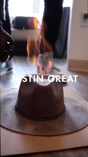 Playing with fire to make out custom Brimstone Hat #cowboy #fire #customhat #hatter