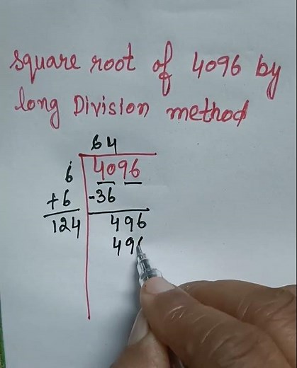 square root of 4096 by long division method