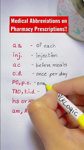 Medical Abbreviations on Pharmacy Prescriptions!!
