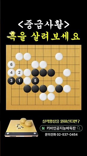(중급사활) 흑을 살려보세요. 자연스럽게 수읽기 훈련이되는 문제