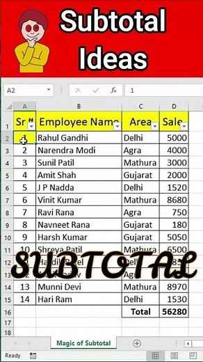 💡 Subtotal Ideas in Excel | 🛺 Auto update Serial Number and Grand Total | Subtotal Hacks in Excel |