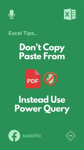 1.2K views · 15 reactions | Don't Copy Data From PDF's in Excel! 六‍ In this tutorial reel we are going to learn how to bring data from pdf into excel properly. #excel #exceltips #exceltricks #excelreels #exceltipsandtricks #susinfo | SUS INFO | Facebook