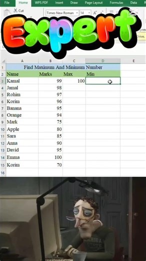 Excel Expert Trick | Find Max & Min Marks in Excel | Office Excel Pro