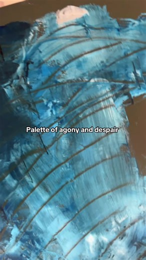 Palett turned into the OK Computer Cover after cleaning it #oilpainting #radiohead #okcomputer #letdown #bobrossinspired