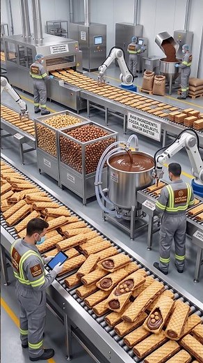 Inside the Nutella B Ready Factory How Crispy Wafer Shells Are Filled #shorts