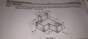 Problem:Fig. shows a pictorial view of an object. Draw the fo... | Filo