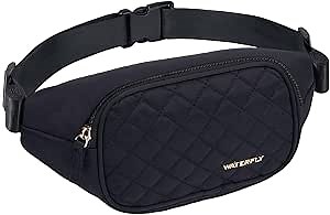 WATERFLY Women Fanny Pack: Fashion Waist Bag Belt Bag with 3 Zipper Pockets Adjustable Strap Crossbody Bum Bag Fit All Phones Casual Waist Pouch for Travel Shopping Walking Running Cycling