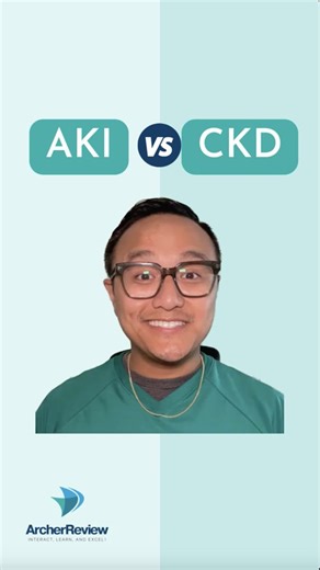 Let's review the key differences between acute kidney injury (AKI) and chronic kidney disease (CKD)! These are both conditions that affect kidney function...but differ in their onset, duration, and causes: 🚨 Acute kidney injury (AKI): This is a sudden, often reversible decline in kidney function that occurs over hours to days. It can be caused by factors like infections, medications, or a sudden drop in blood flow to the kidneys. AKI is usually a short-term condition and, if treated promptly, k