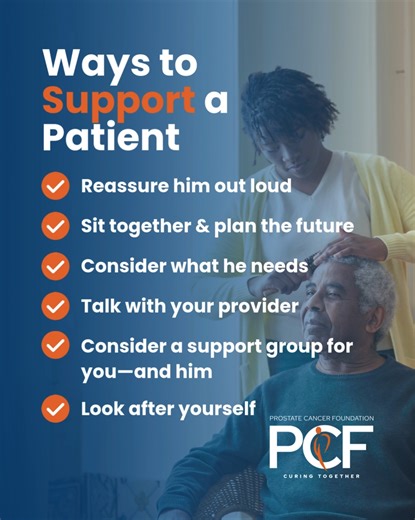 Supporting someone who has been diagnosed with #prostatecancer can be overwhelming, but you don’t have to do it alone. Our caregiver resources will help you learn more about this disease and navigate treatment, recovery, and survivorship. PCF is here to walk beside you on this journey. | Prostate Cancer Foundation