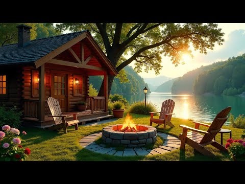 Relaxing Spring Ambience | Soothing Nature Sounds, Crackling Fire Pit & Calming Birdsong