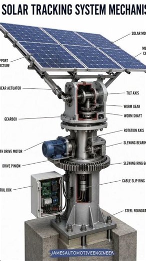 CROSS-SECTION OF A DUAL-AXIS SOLAR TRACKING SYSTEM #solarenergy#autoelectrical#jamesautomotiveeng