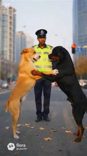 Cinematic Dogs Fight Like Humans, Traffic Police Stops Them! 🐶🚦 #3DAnimation #Funny #City #ViralVid!