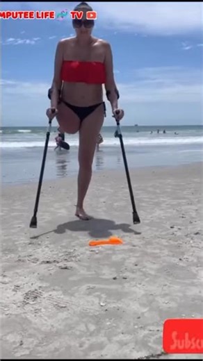Amputee woman adaptive crutches life #crutches