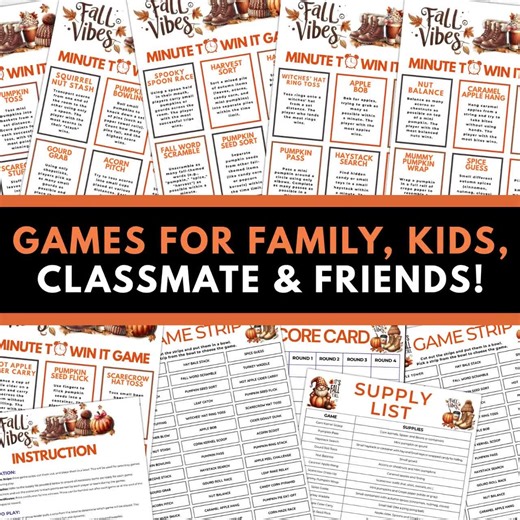 Fall Minute to Win It Games, Autumn Party Activities (printable) - Etsy UK