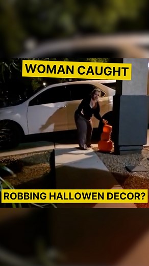 CAUGHT ON CAMERA: A Las Vegas woman was allegedly trying to steal Halloween decorations off a neighbor’s porch when she got busted by the homeowner. The man posted this video of himself confronting her and stopping the attempted theft. The woman tries to defend herself, saying, “I'm just trying to take a picture." Police haven’t confirmed if any charges will be filed, but the homeowner is reminding everyone to be respectful this Halloween season. #truecrime | Criminally Obsessed