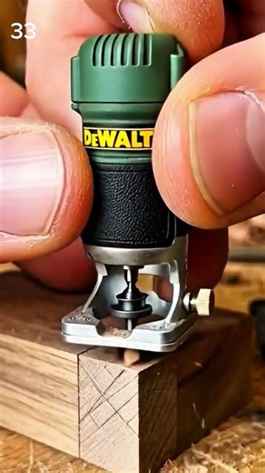Mini router carving precise patterns on wooden block