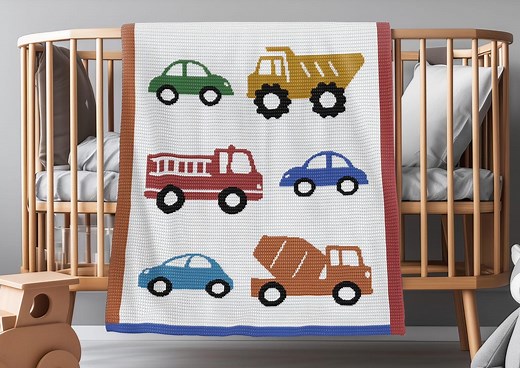 Cars and Trucks Crochet Baby Blanket Pattern PDF | Row-by-row Afghan | Boy Nursery Shower Gift - Etsy
