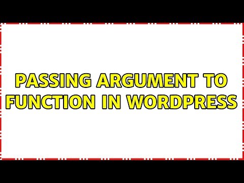 Passing argument to function in Wordpress