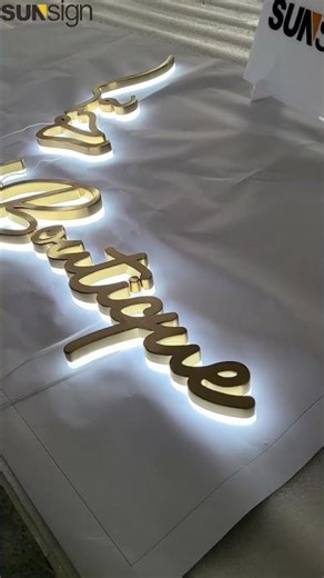 ✨ Golden Brushed Stainless Steel Backlit Letters ✨