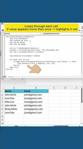 Instantly Find & Highlight Duplicate Emails in Excel with VBA