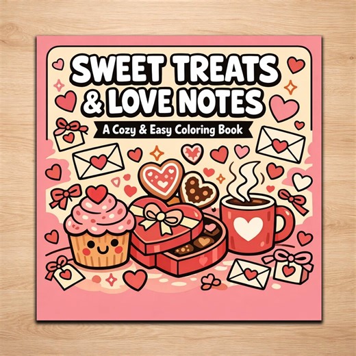 Sweet Treats and Love Notes Printable Coloring Pages – 20 Cozy Valentine Line Art Designs - Etsy
