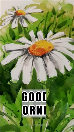 Finishing my Watercolor Daisy 🌼 | Artivity Sanjit #Shorts