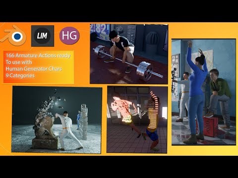 LIM | Armature Animation Library – 166 Actions Ready for Human Generator