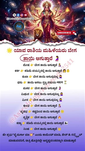 Zodiac Signs Women Who Become Mothers Early Truth | AstrologyKannada2541 Insights on MarriageTiming👶