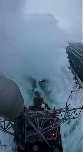 Warship vs Ocean - Watch what happens next #military #waves #insane