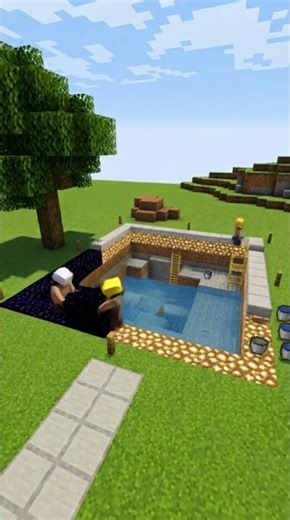Minecraft Creeper Pool Construction from Start to Finish
