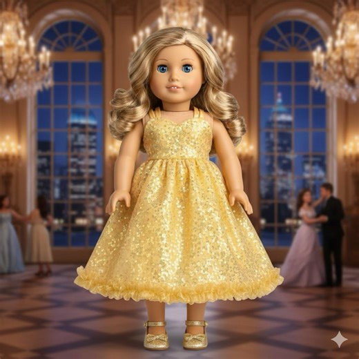 Handmade Gold Sequin Ball Gown | 18-inch Doll Formal Dress - Etsy