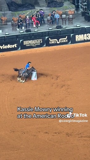 Kassie Mowry wins with a 15.055 and a new arena record 👏 #cowgirlmagazine #rodeo #barrelracing