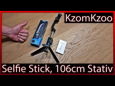 KZOMKZOO Selfie Stick, 106 cm Extendable Phone Tripod, Remote Control | Unboxing + Test + Review