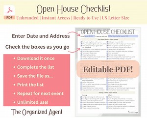 Open House Checklist for Real Estate Agents - Print PDF - Editable PDF - Kids Coloring Pages - Etsy Australia