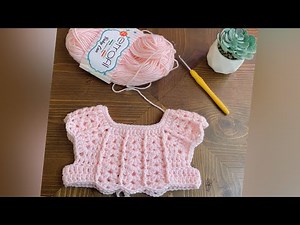 Canesu tejido a crochet para bebe 0 a 3 meses - Utilizando lana gruesa