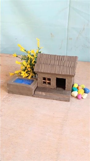 Clay Crafting: From Mud to a Beautiful Mini House! 🏡 #mudhouse #clayhouse #craft