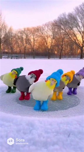オカメインコの雪上ダンス