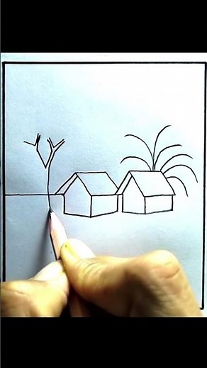 Beautiful Sunset Beach Scenery Drawing | Easy Palm Tree Drawing Step by Ste
