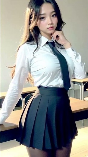 AI) School Uniform LookBook, 교복 룩북, AI Pictures, AI 그림, AI Hot girls #shorts