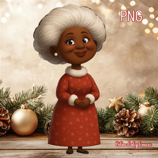 Christmas African American Mrs. Claus PNG | Black Mrs. Claus Clipart, Holiday Sublimation Design, Festive Printable Christmas Crafts & Gifts - Etsy