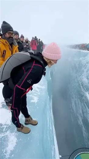Cliff Airbag in Ice Wall is Insane 🔥🤯 #pov #cliffjump #airbag #fun