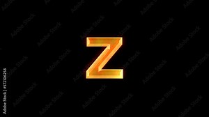 Letter z animation on transparent background with golden lens flare effect. lowercase z letter. Great for software, game interfaces, education, or knowledge.