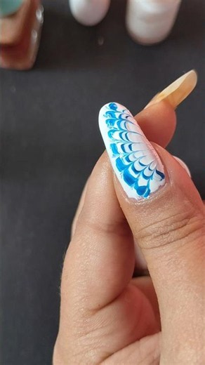 💙 Easy Blue & White Water Marble Nail Art Tutorial ✨ #nailart ‪@R_nailart15‬