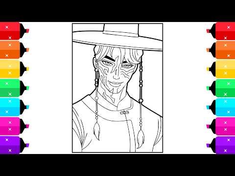 Coloring Demon Jinu from KPop Demon Hunters Coloring Pages for Kids