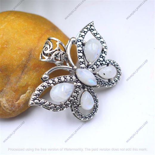 Moonstone Gemstone Pendant 925 Sterling Silver Pendant, Handmade ,butterfly Wings - Etsy