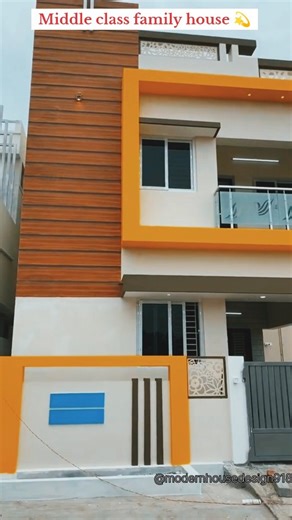 𝐌𝐨𝐝𝐞𝐫𝐧 𝐡𝐨𝐮𝐬𝐞 𝐝𝐞𝐬𝐢𝐠𝐧 on Instagram: "“Middle Class Family House 🏡 Sirf ₹23 Lakhs me itna MODERN ghar 😱 ✨ Attractive modern front elevation ✨ Spacious hall with POP ceiling & designer lights ✨ Premium marble flooring ✨ Stylish staircase with stainless steel railing ✨ Simple & clean modular kitchen ✨ Perfect planning for small family Ye ghar prove karta hai ki low budget me bhi classy & modern house possible hai 🔥 Aapko kaunsa part sabse zyada pasand aaya? 👇 ❤️ Exterior 🔥 Hall 