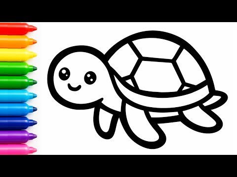How to Draw a Cute Turtle | Easy Turtle Drawing Step by Step for Kids, Toddlers